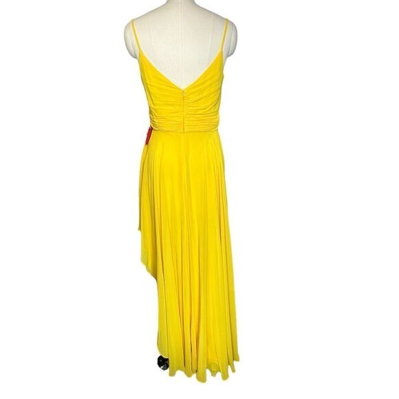 Ieena for Mac Duggal Marigold Chiffon High Low Cocktail Dress | Size 8 - Picture 3 of 13